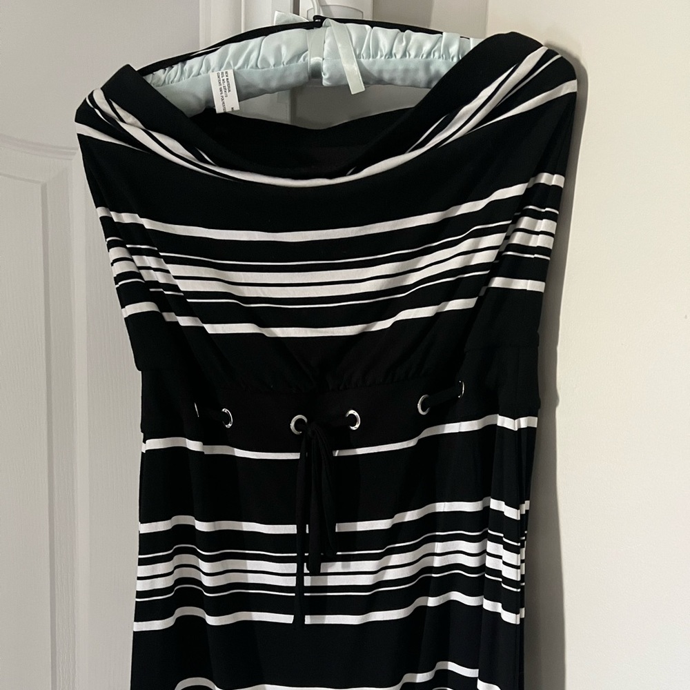 SLEEVELESS BLACK&WHITE DRESS - Picture 2 of 5